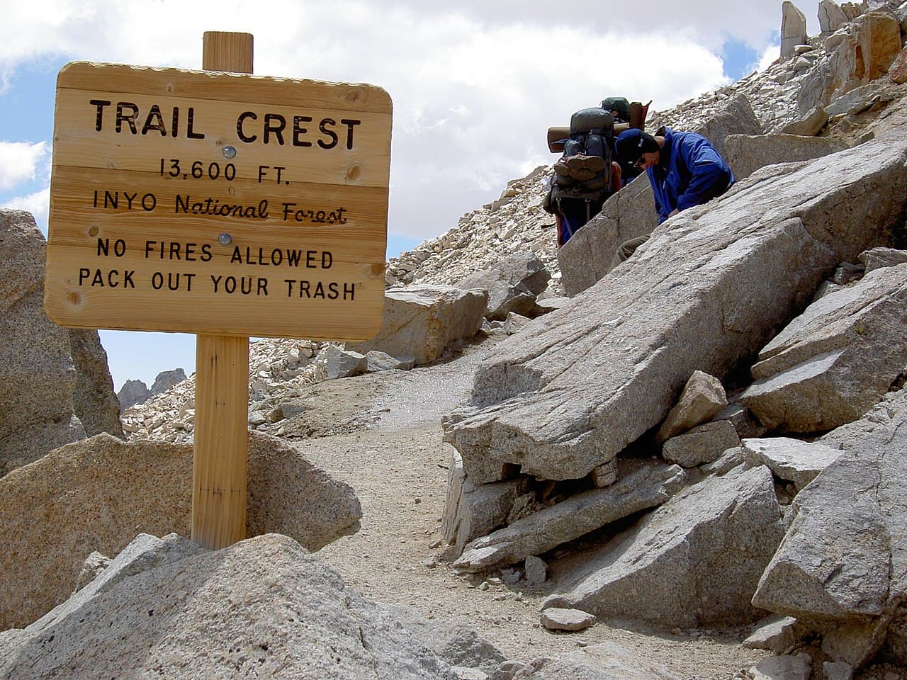 Inyo NF Wilderness Permit — Mt Whitney Trail Crest Exit wilderness permit area in Inyo National Forest - backcountry hiking destination