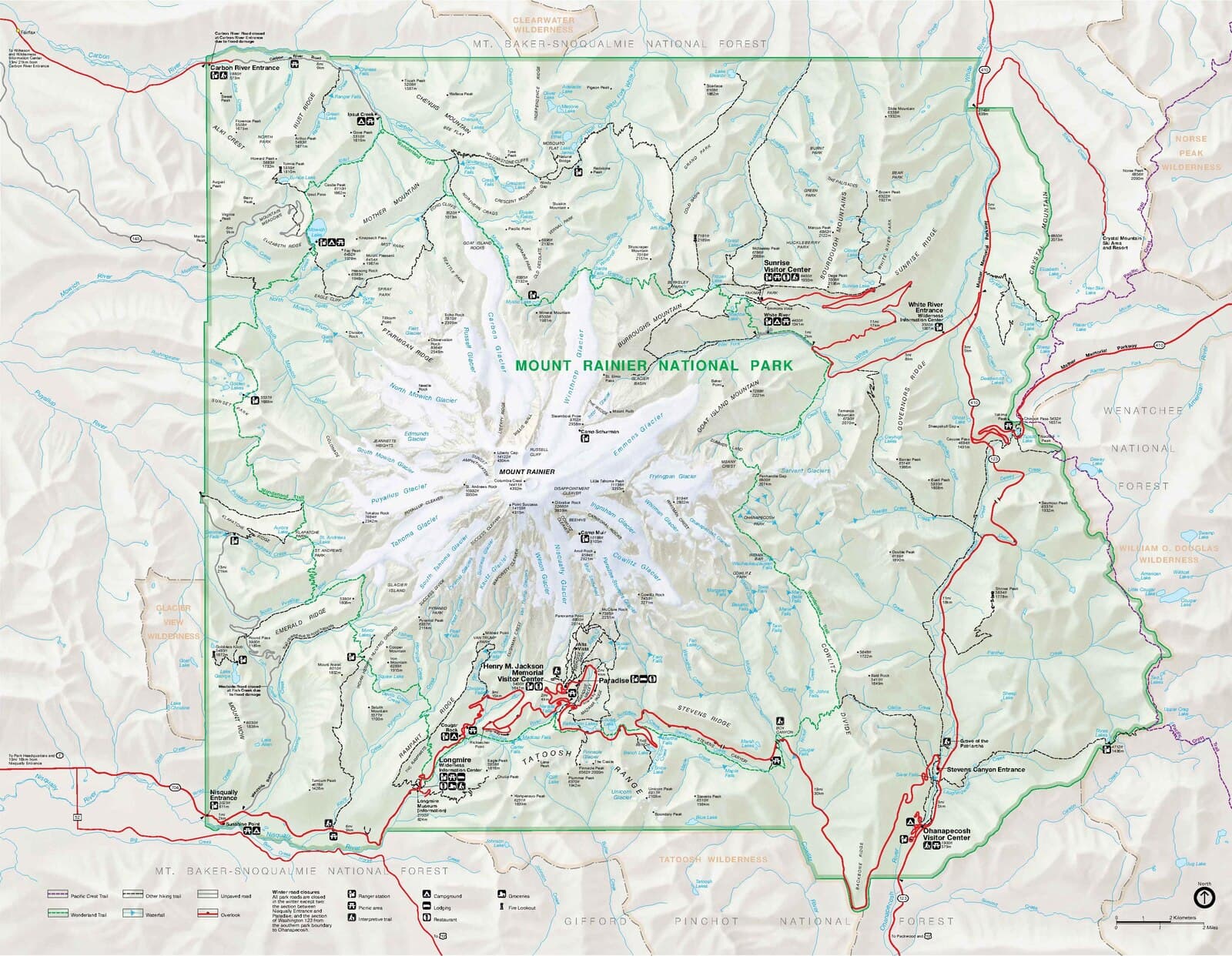 Mount Rainier Climbing Permit wilderness permit area in Mount Rainier National Park - backcountry hiking destination