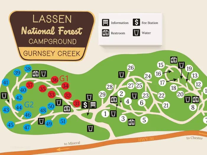 GURNSEY CREEK campground in California