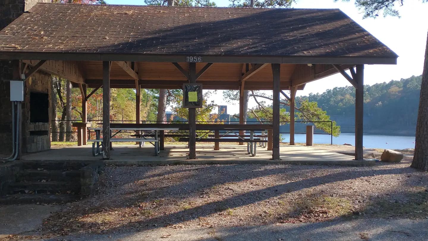 Dam Area Pavilion campground in Arkansas