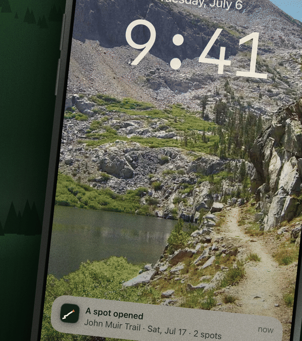 A PermitSnag alert on an iPhone Lock Screen, then the opening screen, then the Alerts list